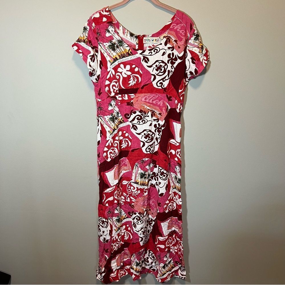 Jams World Aloha Hawaiian Royal Hotel Dress‎ Pink Large